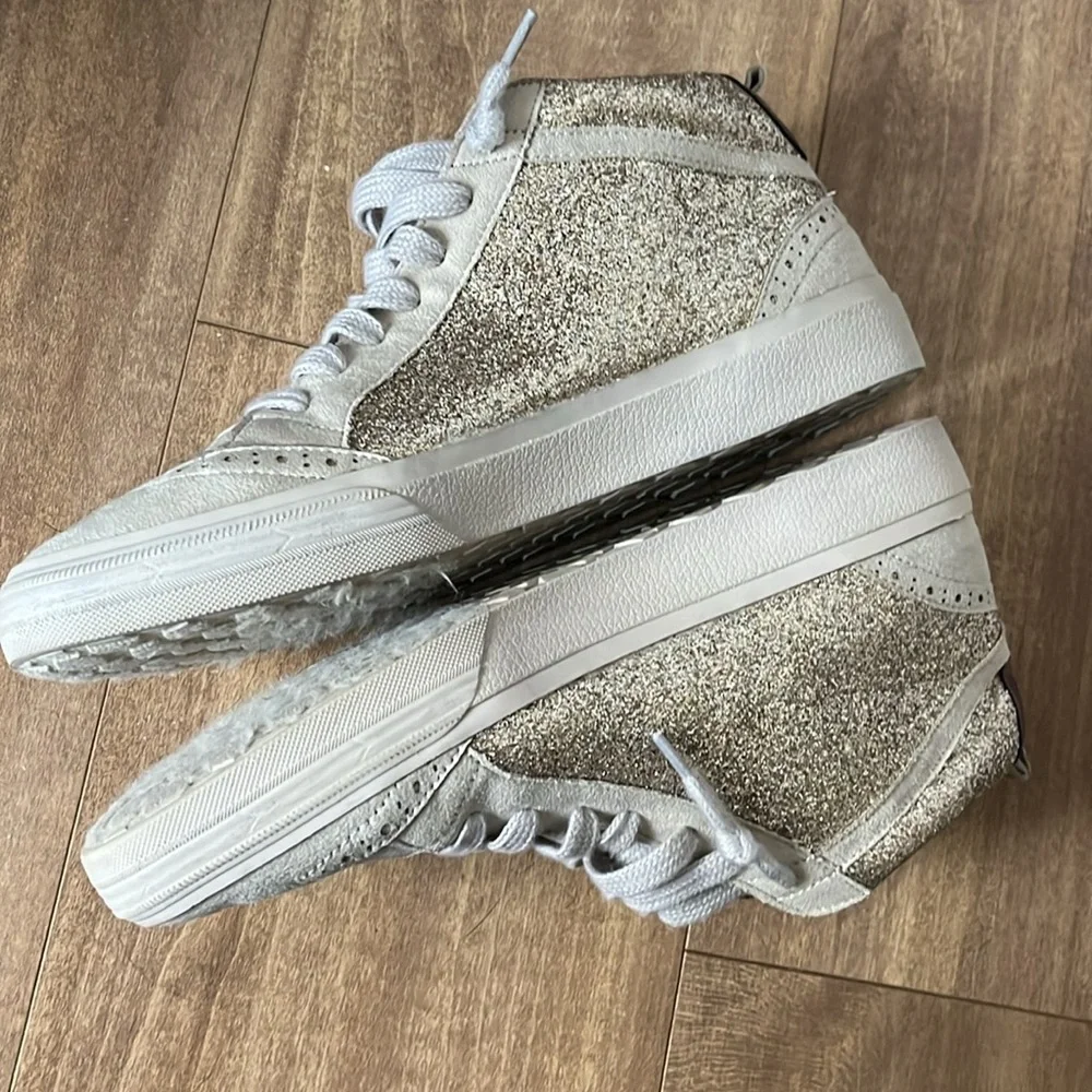 ShuShop Paulina Glitter Gold White Star Hi Top Sneakers Size 10‎